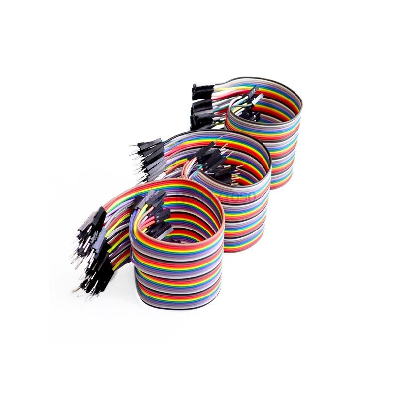 Lote 120 cables dupont (M-M, M-H, H-H 40 c/u), longitud 20cm.